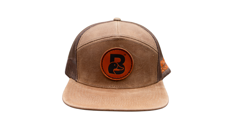 Tan Flatbill — Leather B Patch